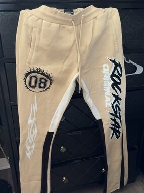 Beige Rockstar Original Graphic Jogger Pants